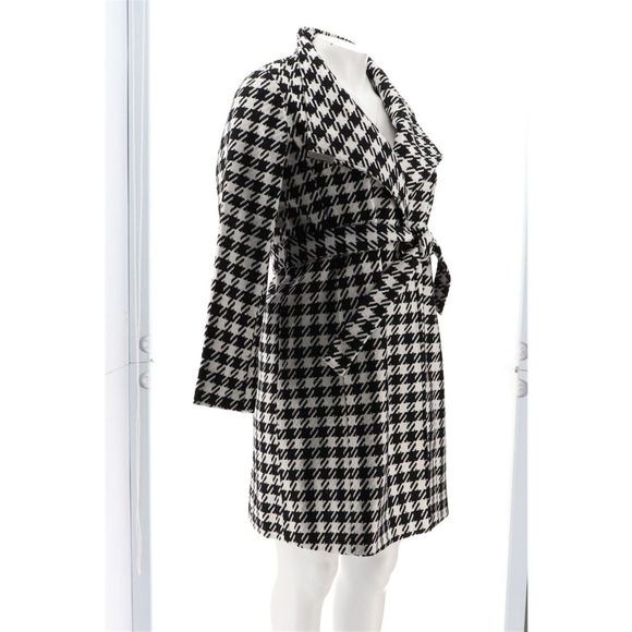 Dennis Basso Wool Blend Wrap Coat Envelope Collar Houndstooth A367846E - Picture 8 of 9